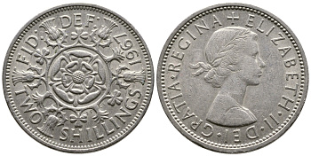 Великобритания 2 шиллинга (флорин) 1967 Елизавета II (1952-2022) KM 906, Spink 4146 медно-никель 177-934