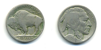 США 5 ЦЕНТОВ 1926 ИНДЕЕЦ, БИЗОН KM 134 медно-никель 80-749