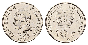 Французская Полинезия 10 франков 1998 KM 8 никель UNC 4118-753