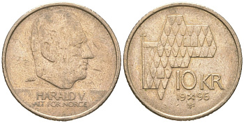 Норвегия 10 крон 1995 Харальд V (1991-) KM 457 никель латунь 4364-3514