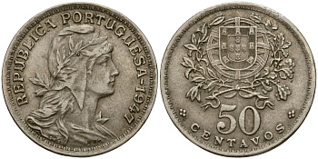 Португалия 50 сентаво 1947 KM 577 медно-никель 4121-1245