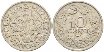 ПОЛЬША 10 ГРОШЕЙ 1923 KM 11 никель 4549-253