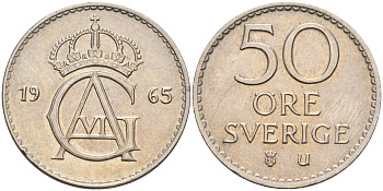 Швеция 50 эре 1965 Густав VI Адольф (1950-1973) KM 837 медно-никель 4582-752