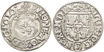 ПОЛЬША 3 ПОЛКЕРА 1621 3 ПОЛТОРАКА = 1 КРЕЙЦЕР, СИГИЗМУНД III (1587-1632) KM 41 (15) серебро 5010-1232