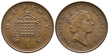 Великобритания 1 пенни 1993 Елизавета II (1952-2022) KM 935a, Spink 4391 (B4) сталь плакированная медью 4179-537