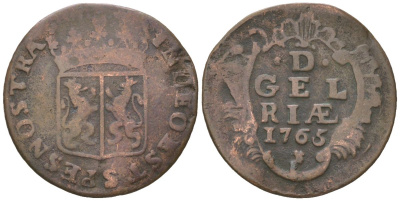 Нидерланды, Гелдерланд 1 дуит 1765 Голландская республика KM 93 медь 4576-854