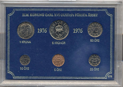 Швеция набор из 6 монет 1979 официальный набор монетного двора, Карл XVI Густав (1973- ) UNC 2-4-1-34