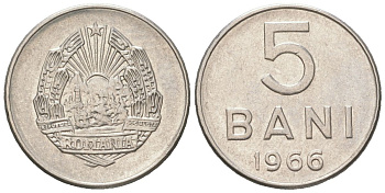Румыния 5 бань 1966 KM 92 сталь плакировнная никелем 192-1128