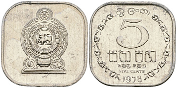 Шри-Ланка 5 центов 1978 KM 139a алюминий 4136-566