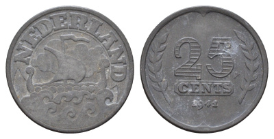 Нидерланды 25 центов 1941 KM 174 цинк 83-1851