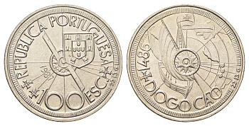 Португалия 100 эскудо 1987 Золотой век открытий - Диогу Кан KM 641 медно-никель 4542-811