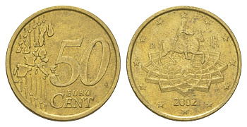 Италия 50 евроцентов 2002 R, Конная статуя Марка Аврелия KM 215 нордик 4629-341