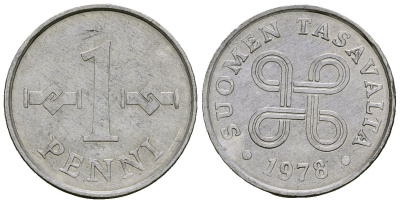 Финляндия 1 пенни 1978 KM 44a алюминий 4136-856