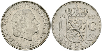 Нидерланды 1 гульден 1969 Юлиана (1948-1980) KM 184a никель 4579-527