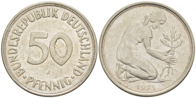 ФРГ 50 ПФЕННИГОВ 1973 J KM 109.2 медно-никель 4396-1669
