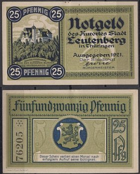 Лойтенберг 25 пфеннигов 1921 DeNG 2 796.1a-1/2 бумага UNC (пресс) 8608-31-1-1