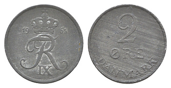 Дания 2 эре 1965 С; S, Фредерик IX (1947-1972) KM 840 цинк 4514-345