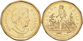 Канада 1 доллар 2005 25 лет марафону надежды, Терри Фокс KM 552 никель плакированый бронзой UNC M45-20