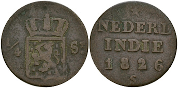 Нидерландская Восточная Индия 1/4 штюбера 1826 KM 287 медь 4132-215