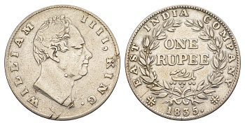 Британская Индия (Ост-Индская компания) 1 рупия 1835 Вильгельм IV (1830-1837) KM 450 серебро 1517-841