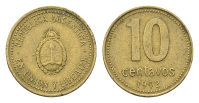Аргентина 10 сентаво 1992 KM 107 алюминиевая бронза 4664-562