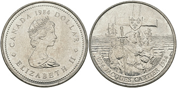 Канада 1 доллар 1984 Жак Картье KM 141 никель UNC 97-223