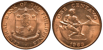 Филиппины 1 сентаво 1963 KM 186 бронза UNC M51-06