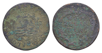 Нидерланды, Голландская Республика, Зеландия 1 дуит 1776 KM 101 медь 4655-532