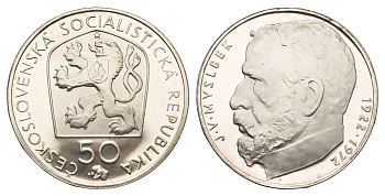 Чехословакия 50 крон 1972 50 лет со дня смерти Йозефа Вацлава Мысльбека KM 77 серебро  PROOF  1085-10-53