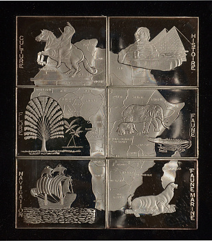 Конго набор из 6 монет по 1000 франков 1997 монеты пазл, Африканский континент, в оригинальной коробке серебро PROOF 4-3-1-01