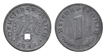 Германия 1 рейхспфенниг 1941 F KM 97, J. 369 цинк 54-332