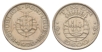 Португальский Тимор 5 эскудо 1970 год-тип KM 21 медно-никель 4671-744