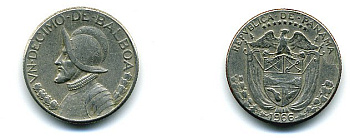 Панама 1/10 бальбоа 1966 KM 10a медь плакированная медно-никелем 29-1136