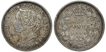 Канада 5 центов 1899 Виктория (1837-1901) серебро 4588-768