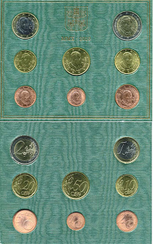 Ватикан евронабор из 8 монет 2010 Бенедикт XVI, в оригинальном буклете KM  MS117 биметалл BUNC 7-1-1-10