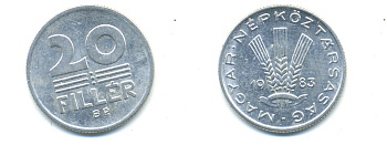 ВЕНГРИЯ 20 ФИЛЛЕРОВ 1983 НАРОДНАЯ РЕСПУБЛИКА (1949-1989) KM 573 алюминий 83-1522