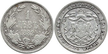 Болгария 1 лев 1882 князь Александр I (1879-1886) KM 4 серебро 4390-357