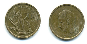 Бельгия 20 франков 1980 Belgique, Бодуэн I (1951-1993) KM 159 никель бронза 25-1633