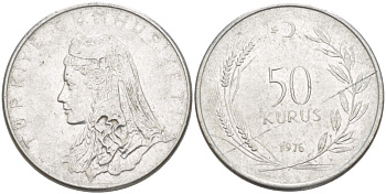 Турция 50 курушей 1976 Анатолийская невеста KM 899 нержавеющая сталь 3457-835