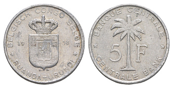 Руанда-Урунди 5 франков 1958 KM 3 алюминий 4652-116