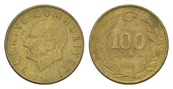 Турция 100 лир 1988 Кемаль Ататюрк KM 988 алюминиевая бронза 4647-638