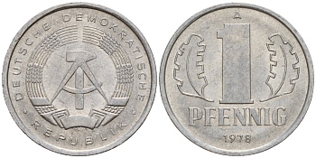 ГДР 1 пфенниг 1978 A KM 8.2 алюминий 187-313