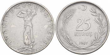ТУРЦИЯ 25 КУРУШЕЙ 1967 KM 892.3 сталь 4548-241
