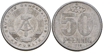 ГДР 50 пфеннигов 1958 A KM 12.1 алюминий 4601-554