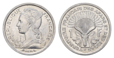 Французские афар и исса 1 франк 1971 KM 16 алюминий UNC 4127-1925