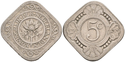 Нидерланды 5 центов 1923 Вильгельмина (1890-1948) KM 153 медно-никель 4575-842