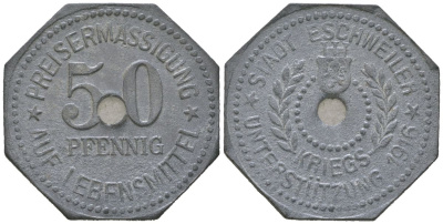 Эшвайлер (Пруссия, Рейн) 50 пфеннингов 1916 Funck 122.1A, Men18 8727.1 цинк 1515-215