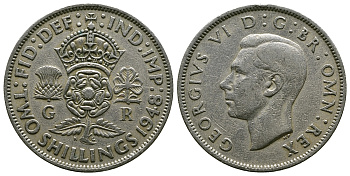 Великобритания 2 шиллинга (флорин) 1948 Георг VI (1936-1952) KM 865, Spink 4102 медно-никель 4381-1113