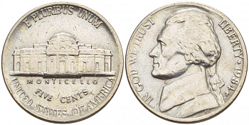 США 5 ЦЕНТОВ 1984 P ДЖЕФЕРСОН KM А192 медно-никель 4546-1156