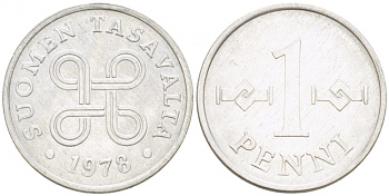 Финляндия 1 пенни 1978 KM 44а алюминий 3996-1034